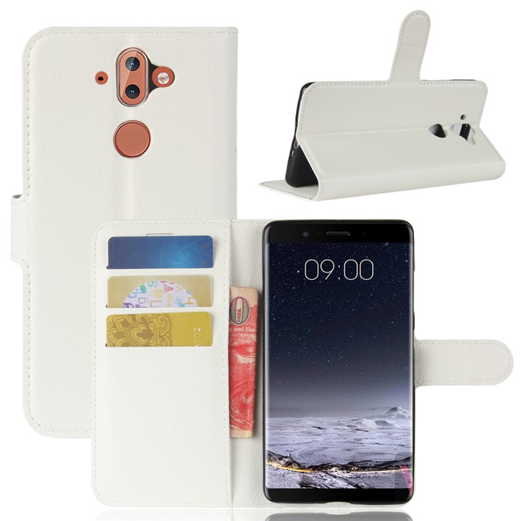 For Nokia 9 / 8 Sirocco Litchi Texture Leather Wallet Stand Cover - White-1