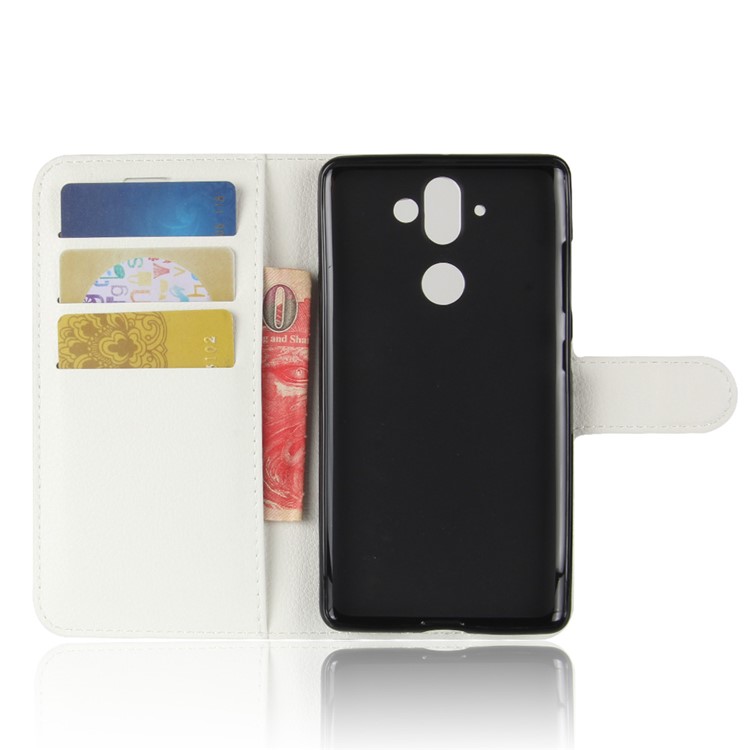 For Nokia 9 / 8 Sirocco Litchi Texture Leather Wallet Stand Cover - White-3