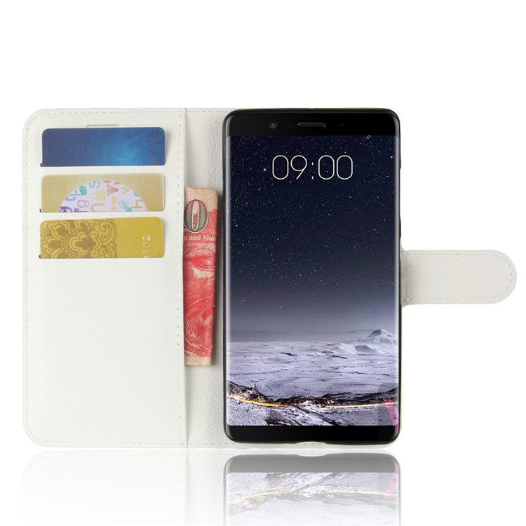 For Nokia 9 / 8 Sirocco Litchi Texture Leather Wallet Stand Cover - White-4