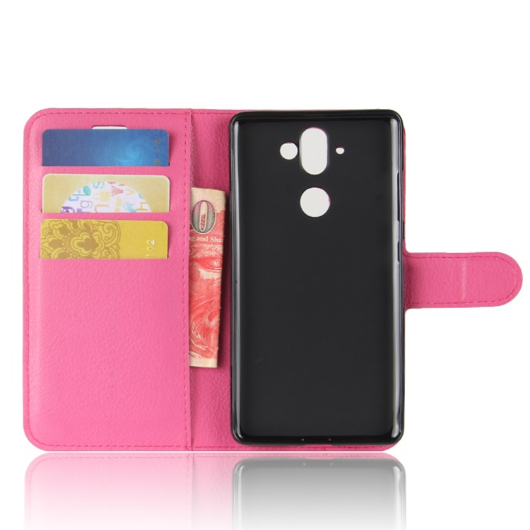 For Nokia 9 / 8 Sirocco Litchi Grain PU Leather Wallet Stand Phone Case - Rose-3