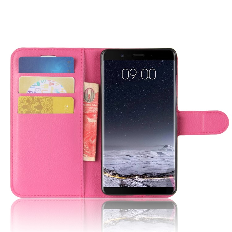 For Nokia 9 / 8 Sirocco Litchi Grain PU Leather Wallet Stand Phone Case - Rose-4