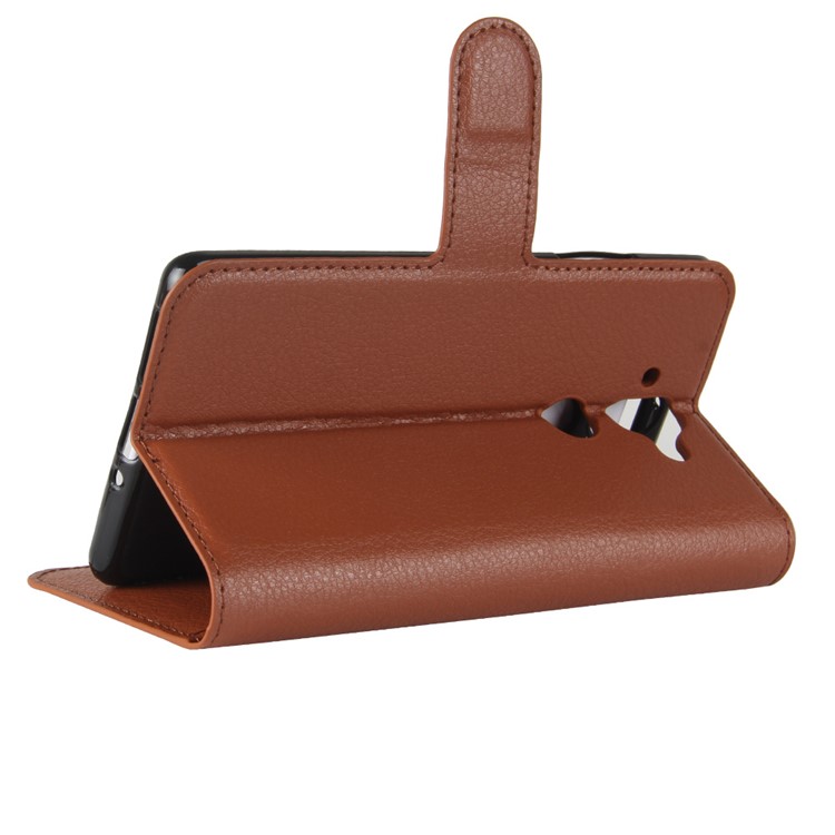 For Nokia 9 / 8 Sirocco Litchi Skin PU Leather Card Holder Stand Cellphone Cover - Brown-5