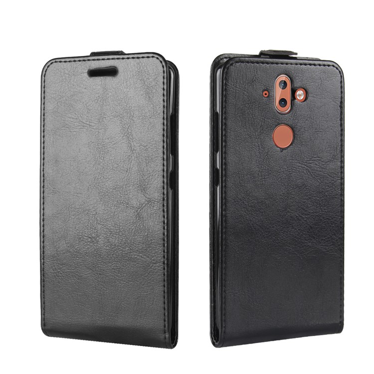 Crazy Horse Skin Leather Vertical Flip Phone Case for Nokia 9 / 8 Sirocco - Black-4