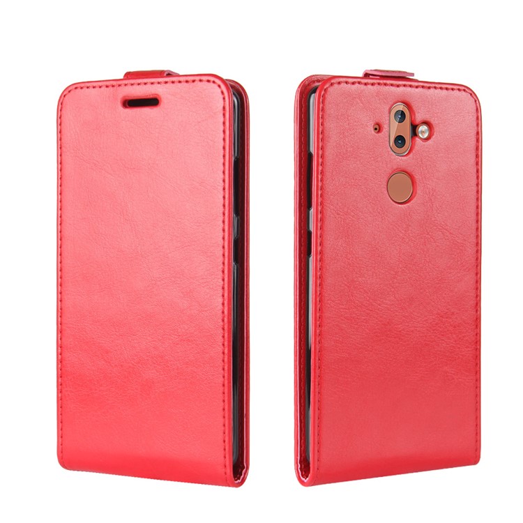 Crazy Horse Skin Leather Vertical Flip Phone Cover for Nokia 9 / 8 Sirocco - Red-4