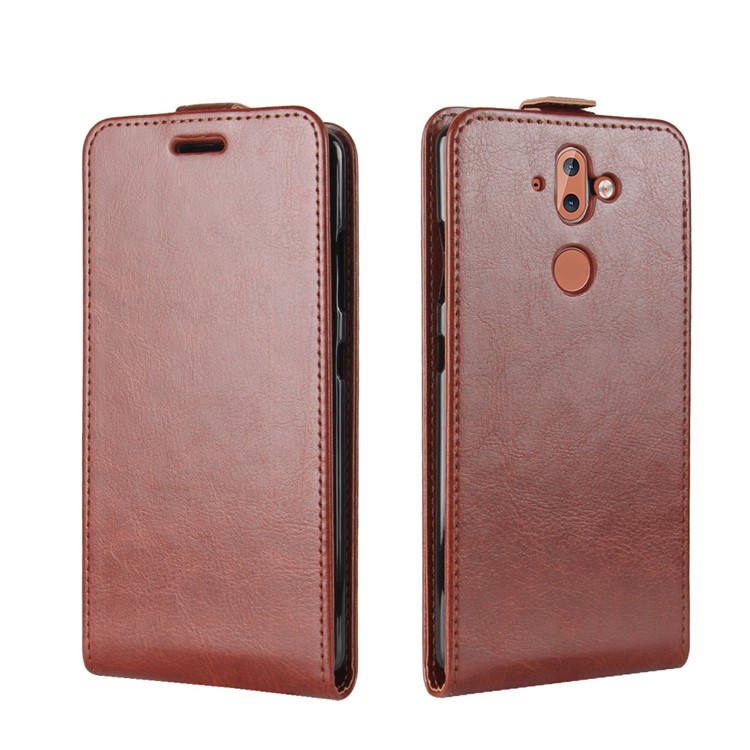 Crazy Horse Skin Leather Vertical Flip Phone Shell for Nokia 9 / 8 Sirocco - Brown-4