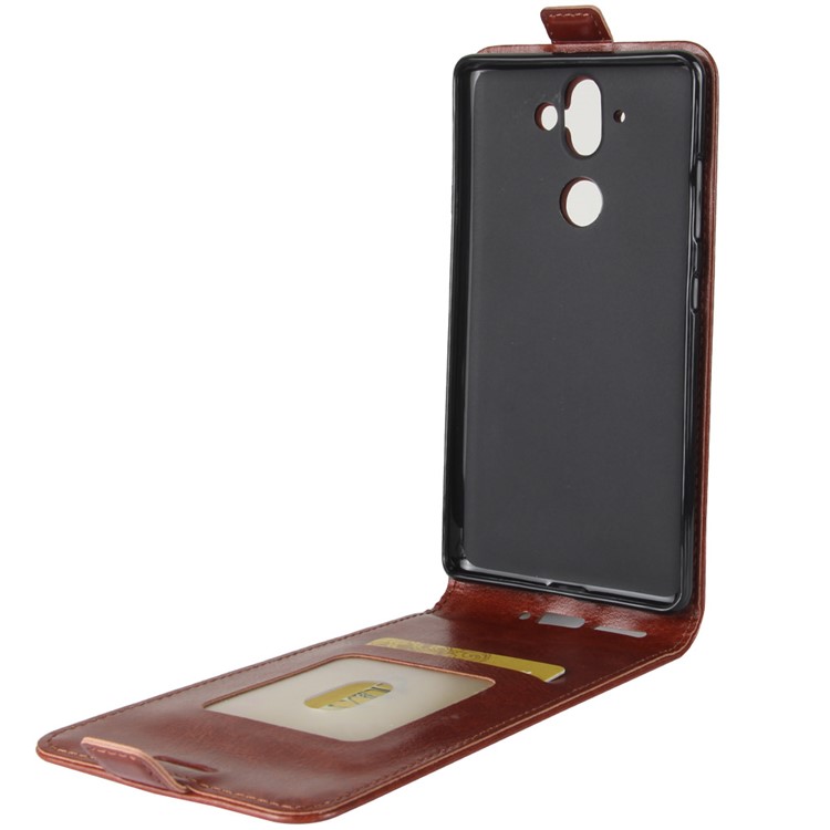 Crazy Horse Skin Leather Vertical Flip Phone Shell for Nokia 9 / 8 Sirocco - Brown-9