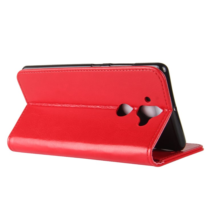 Crazy Horse Grain Leather Wallet Stand Mobile Phone Cover for Nokia 9 / 8 Sirocco - Red-7