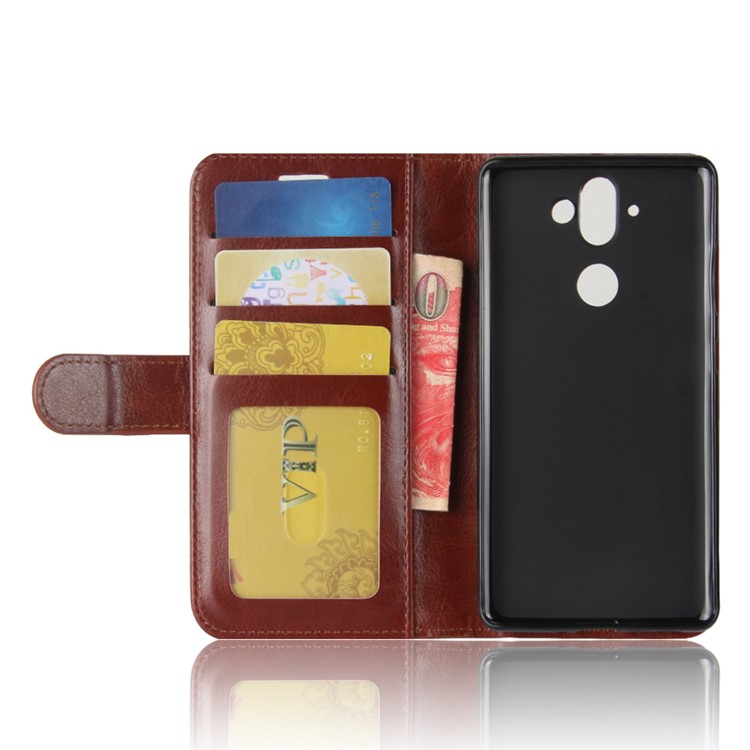 Crazy Horse Texture Leather Wallet Stand Cover Case for Nokia 9 / 8 Sirocco - Brown-5
