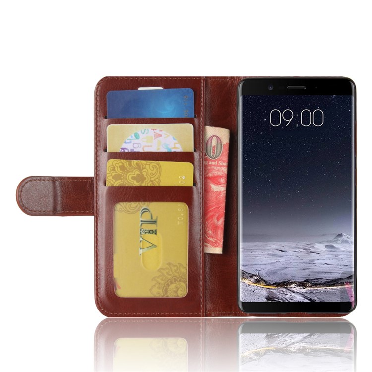 Crazy Horse Texture Leather Wallet Stand Cover Case for Nokia 9 / 8 Sirocco - Brown-6