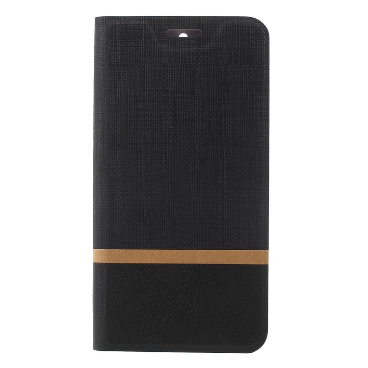 Bi-color Cross Texture Leather Card Holder Mobile Cover for Nokia 7 Built-in Steel Sheet - Black-3