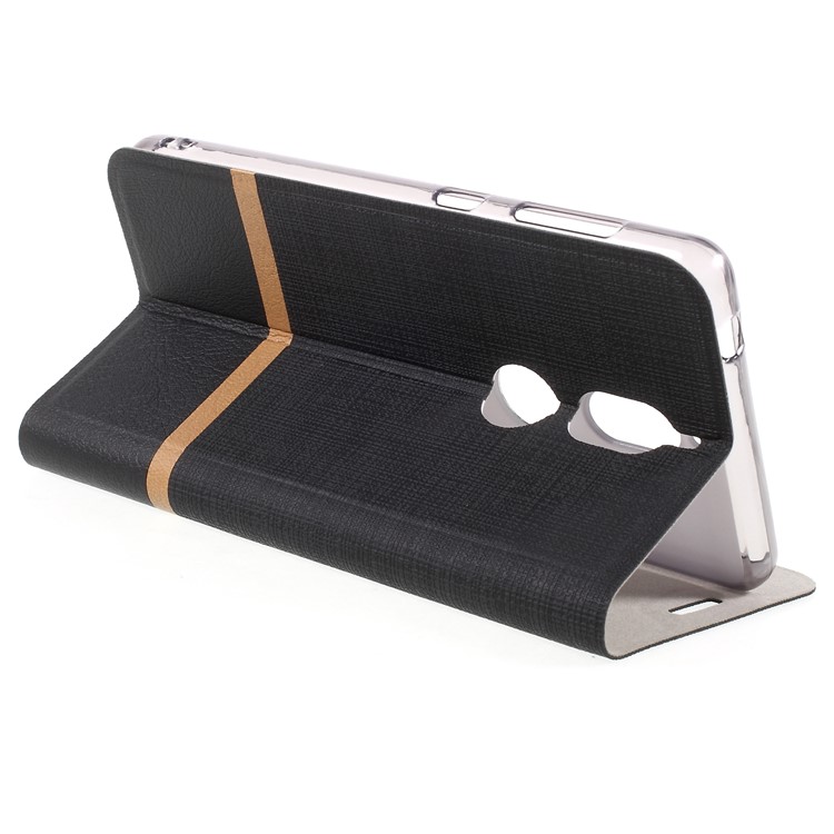 Bi-color Cross Texture Leather Card Holder Mobile Cover for Nokia 7 Built-in Steel Sheet - Black-5