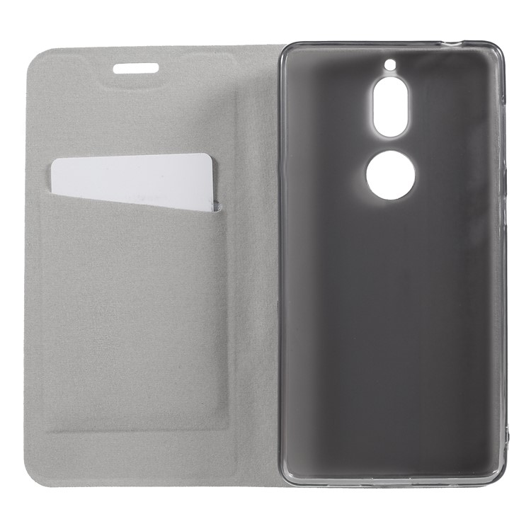 Bi-color Cross Texture Leather Card Holder Mobile Cover for Nokia 7 Built-in Steel Sheet - Black-6