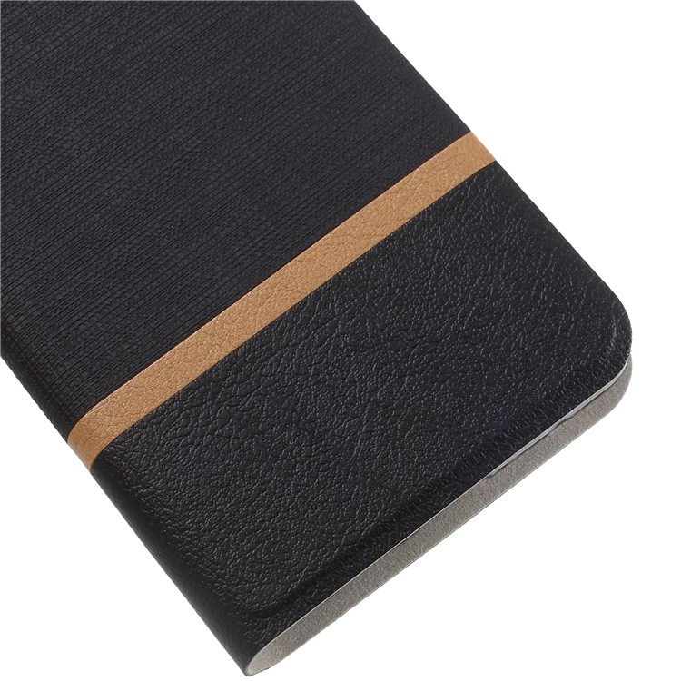 Bi-color Cross Texture Leather Card Holder Mobile Cover for Nokia 7 Built-in Steel Sheet - Black-7