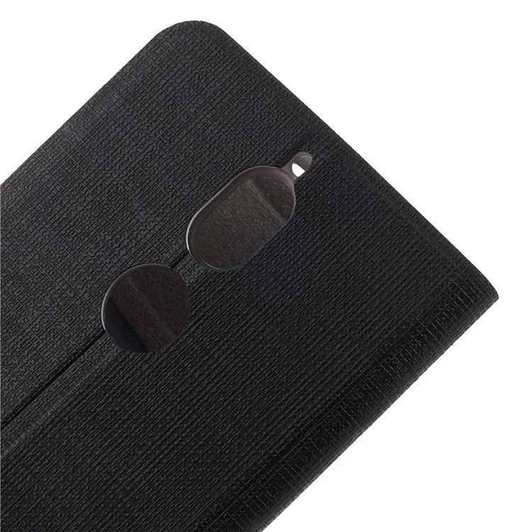 Bi-color Cross Texture Leather Card Holder Mobile Cover for Nokia 7 Built-in Steel Sheet - Black-8