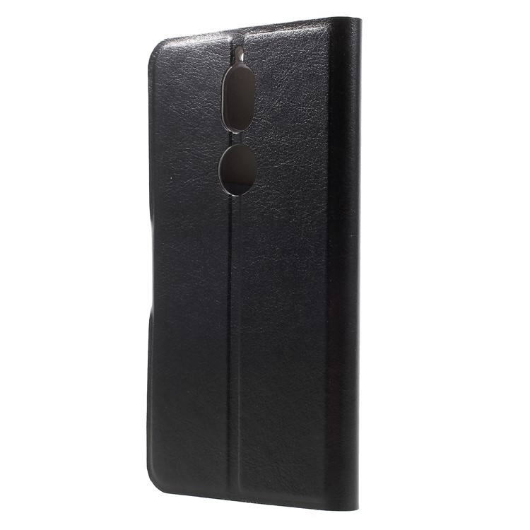 For Nokia 7 Crazy Horse Card Holder PU Leather Phone Case (Built-in Steel Sheet) - Black-2