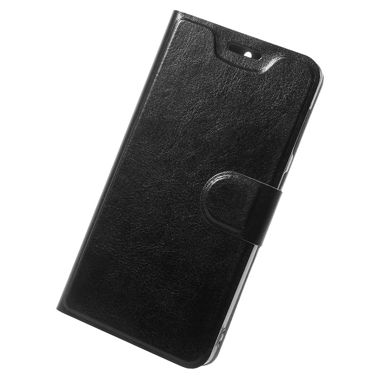 For Nokia 7 Crazy Horse Card Holder PU Leather Phone Case (Built-in Steel Sheet) - Black-3