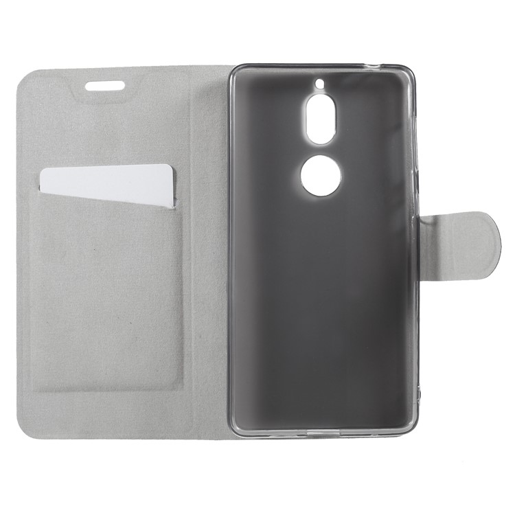 For Nokia 7 Crazy Horse Card Holder PU Leather Phone Case (Built-in Steel Sheet) - Black-6