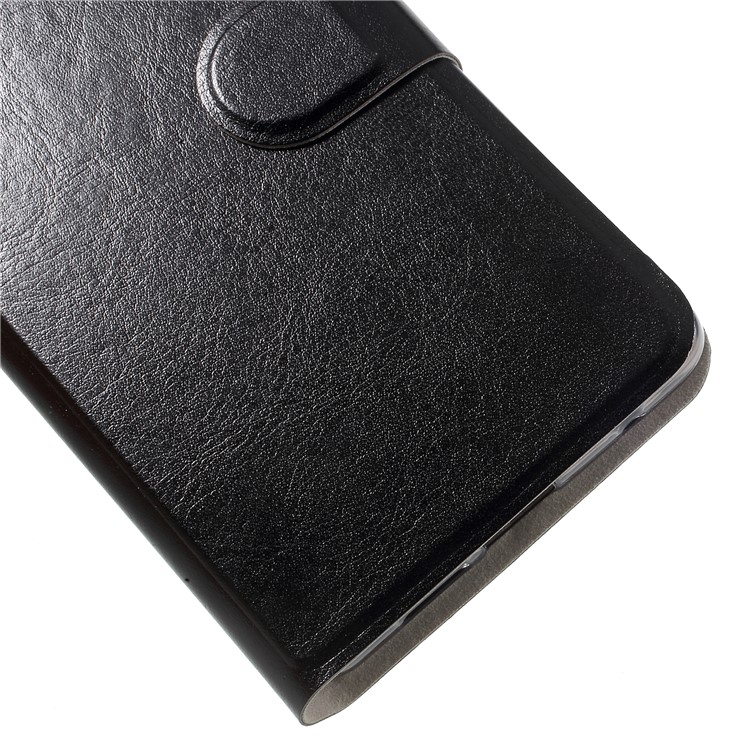 For Nokia 7 Crazy Horse Card Holder PU Leather Phone Case (Built-in Steel Sheet) - Black-7