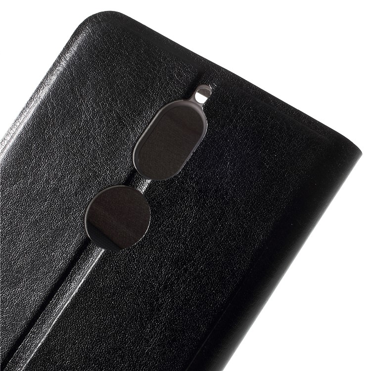 For Nokia 7 Crazy Horse Card Holder PU Leather Phone Case (Built-in Steel Sheet) - Black-8