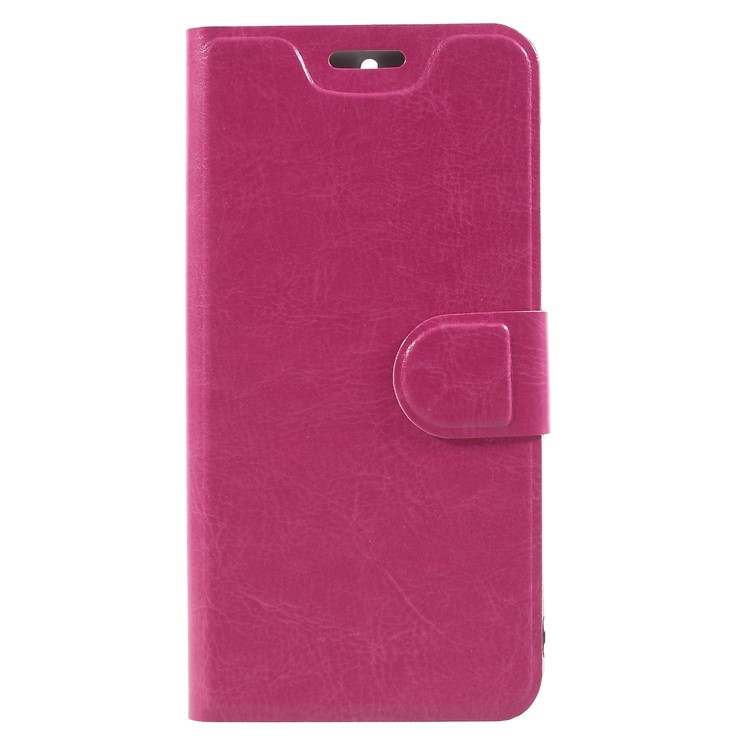 Crazy Horse Card Holder PU Leather Stand Case Accessory for Nokia 7 (Built-in Steel Sheet) - Rose-1