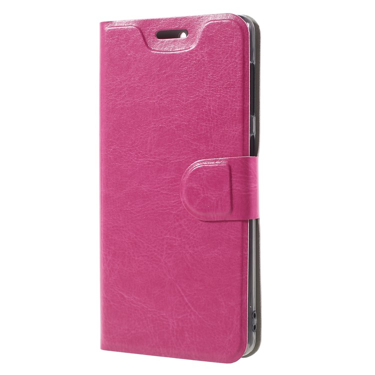 Crazy Horse Card Holder PU Leather Stand Case Accessory for Nokia 7 (Built-in Steel Sheet) - Rose-3