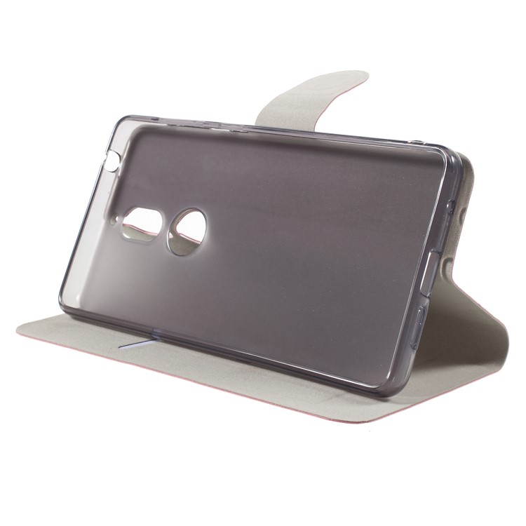 Crazy Horse Card Holder PU Leather Stand Case Accessory for Nokia 7 (Built-in Steel Sheet) - Rose-5