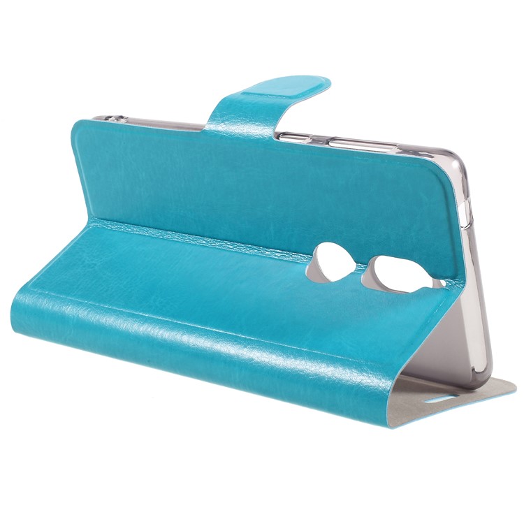 Crazy Horse Card Holder PU Leather Mobile Cover Case for Nokia 7 (Built-in Steel Sheet) - Blue-5