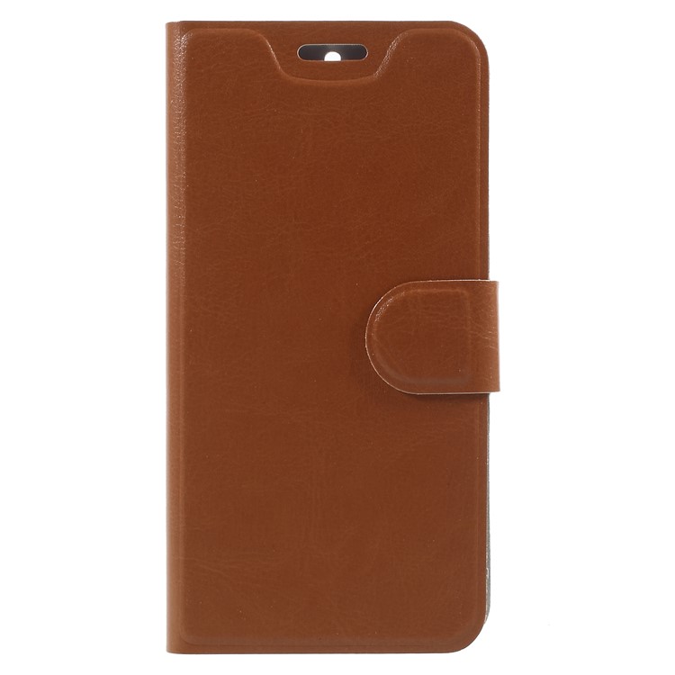 Crazy Horse Card Holder PU Leather Stand Phone Cover for Nokia 7 (Built-in Steel Sheet) - Brown-1