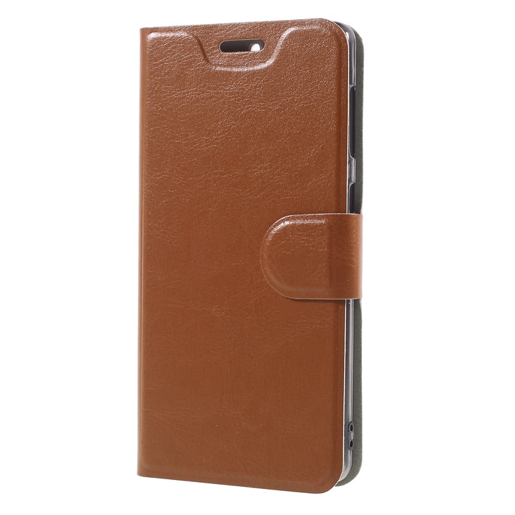 Crazy Horse Card Holder PU Leather Stand Phone Cover for Nokia 7 (Built-in Steel Sheet) - Brown-3