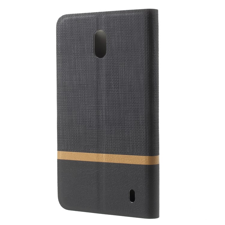 For Nokia 2 Bi-color Cross Texture Leather Card Holder Phone Case Built-in Steel Sheet - Black-2