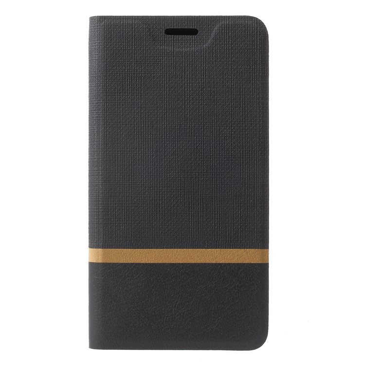 For Nokia 2 Bi-color Cross Texture Leather Card Holder Phone Case Built-in Steel Sheet - Black-3