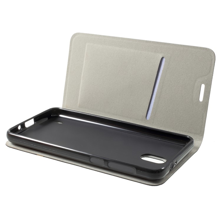 For Nokia 2 Bi-color Cross Texture Leather Card Holder Phone Case Built-in Steel Sheet - Black-6