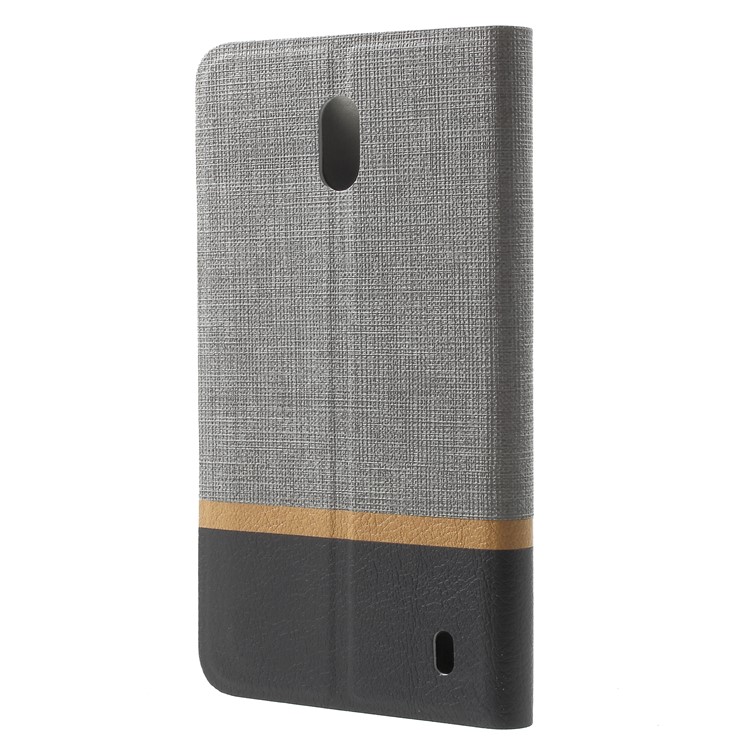 Bi-color Cross Grain PU Leather Mobile Cover with Card Holder Built-in Steel Sheet for Nokia 2 - Grey-2