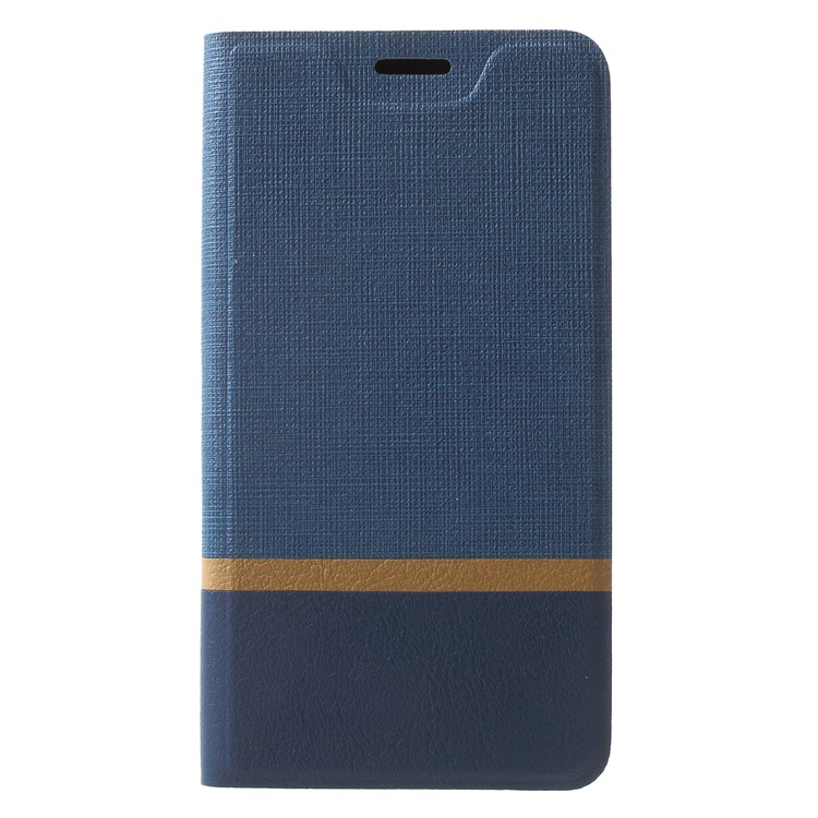 For Nokia 2 Bi-color Cross Grain Leather Protective Case Cover Built-in Steel Sheet - Blue-1