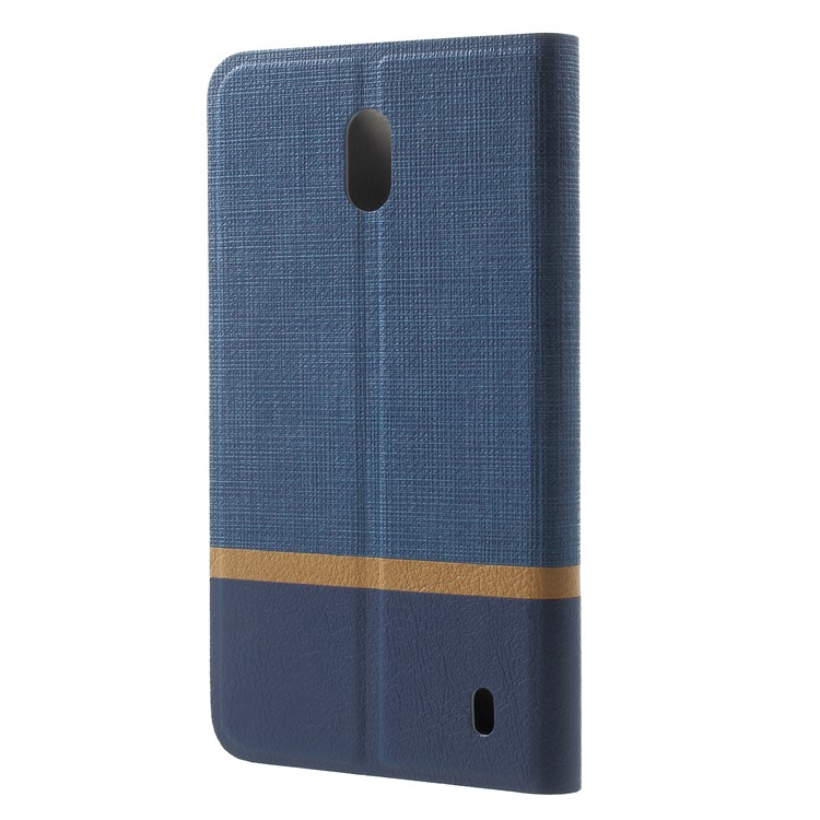 For Nokia 2 Bi-color Cross Grain Leather Protective Case Cover Built-in Steel Sheet - Blue-2