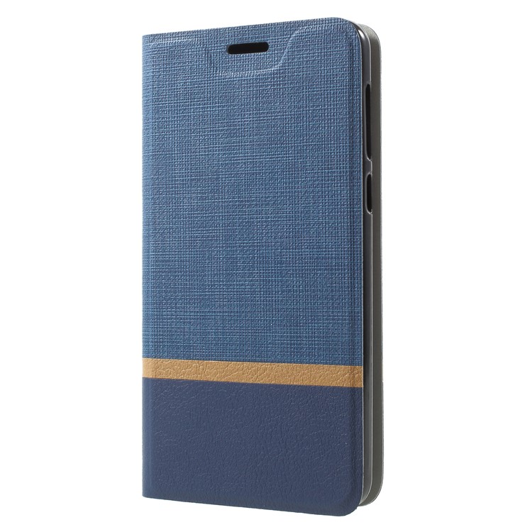 For Nokia 2 Bi-color Cross Grain Leather Protective Case Cover Built-in Steel Sheet - Blue-3