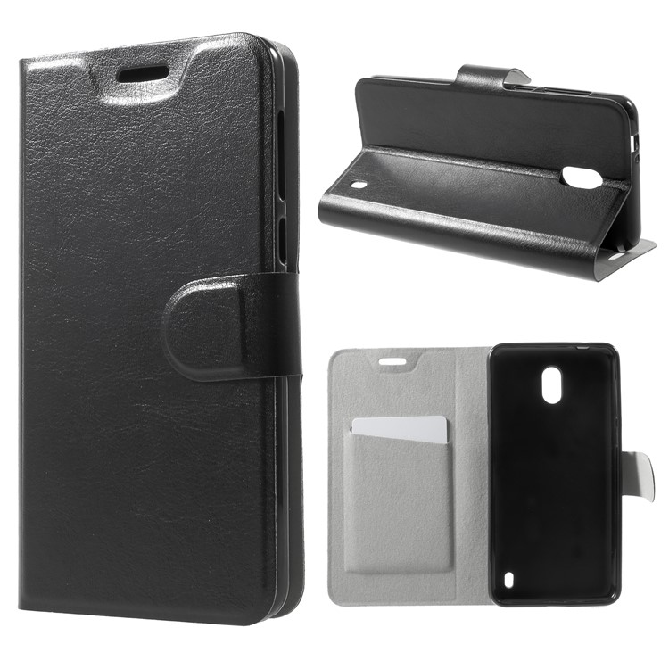 Crazy Horse Wallet Magnetic Stand Leather Cover for Nokia 2 - Black-1
