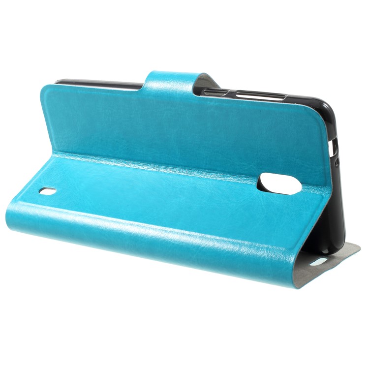 Crazy Horse Wallet Magnetic Stand Leather Casing Cover for Nokia 2 - Blue-4