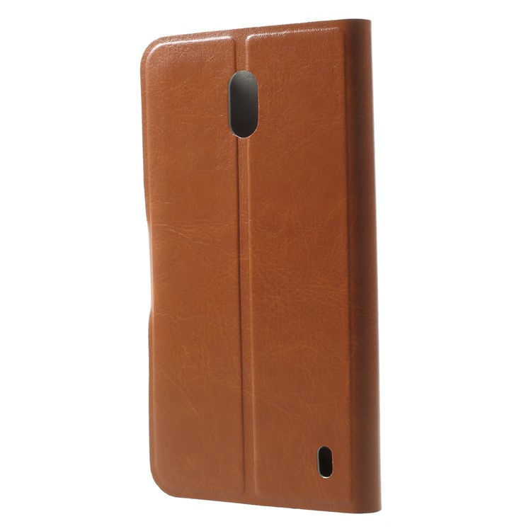 Crazy Horse Wallet Magnetic Stand Leather Shell for Nokia 2 - Brown-2