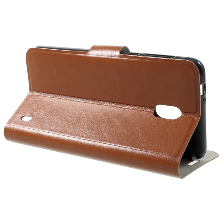 Crazy Horse Wallet Magnetic Stand Leather Shell for Nokia 2 - Brown-4