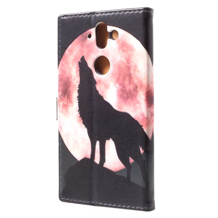 Pattern Printing Wallet Leather Cell Phone Case for Nokia 9 - Wolf Howling at the Moon-2