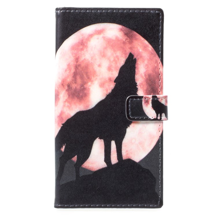 Pattern Printing Wallet Leather Cell Phone Case for Nokia 9 - Wolf Howling at the Moon-3