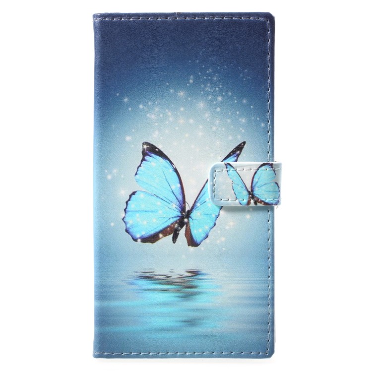 Pattern Printing Wallet Leather Stand Cover for Nokia 9 / 8 Sirocco - Blue Butterfly-1