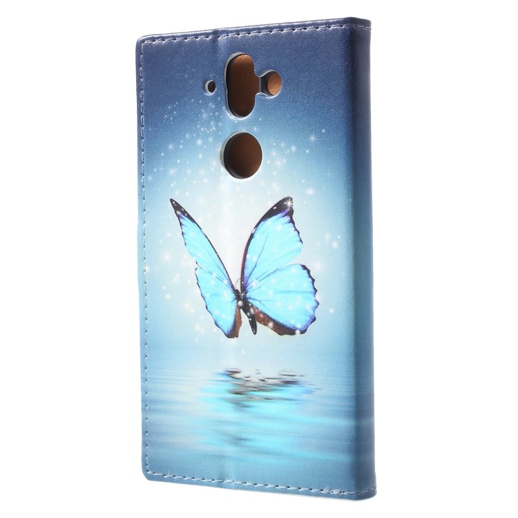 Pattern Printing Wallet Leather Stand Cover for Nokia 9 / 8 Sirocco - Blue Butterfly-2