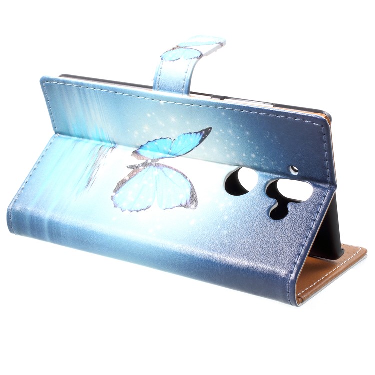 Pattern Printing Wallet Leather Stand Cover for Nokia 9 / 8 Sirocco - Blue Butterfly-4