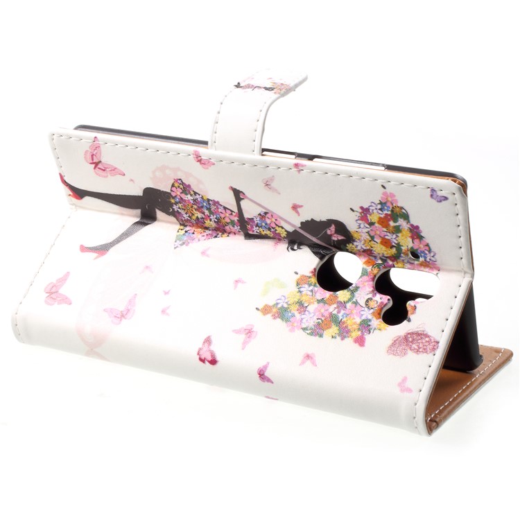 Pattern Printing Wallet Leather Phone Case for Nokia 9 / 8 Sirocco - Flowered Girl Holding Umbrella-4