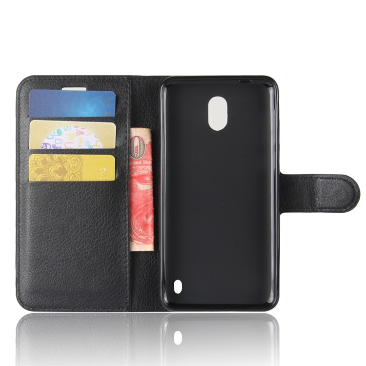 For Nokia 2 Litchi Texture Flip Leather Stand Wallet Case - Black-3