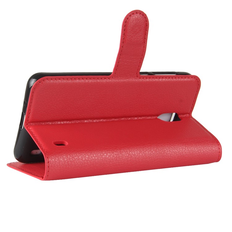 For Nokia 2 Litchi Texture Flip Leather Stand Wallet Shell - Red-5