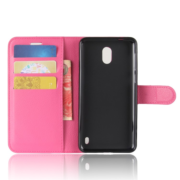 Litchi Grain Flip Leather Stand Wallet Phone Case for Nokia 2 - Rose-3