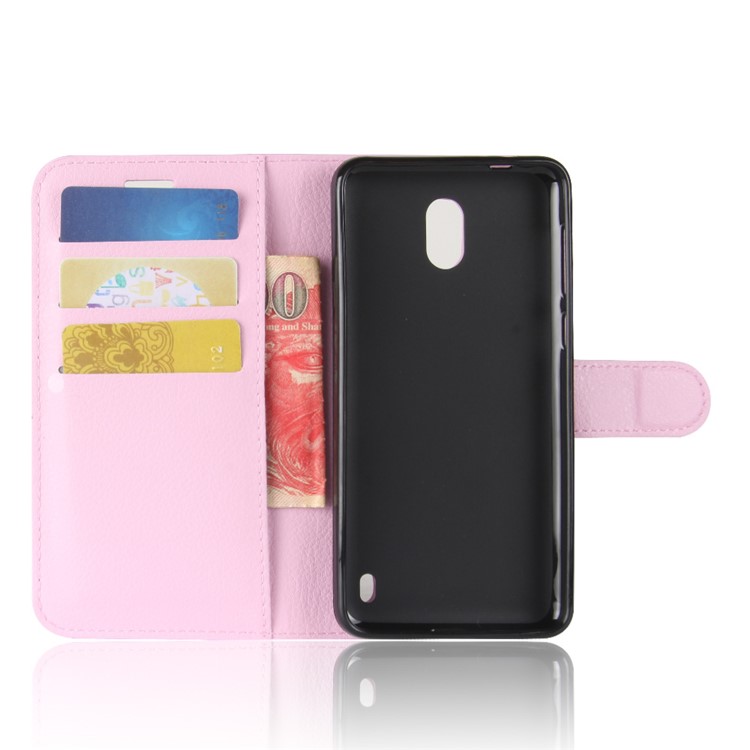 For Nokia 2 Litchi Texture PU Leather Stand Wallet Phone Cover - Pink-3